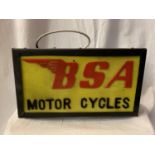 AN ILLUMINATED 'BSA MOTOR CYCLES ' SIGN