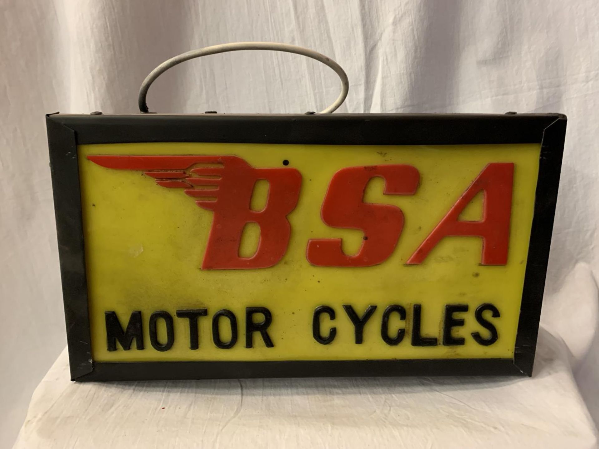 AN ILLUMINATED 'BSA MOTOR CYCLES ' SIGN