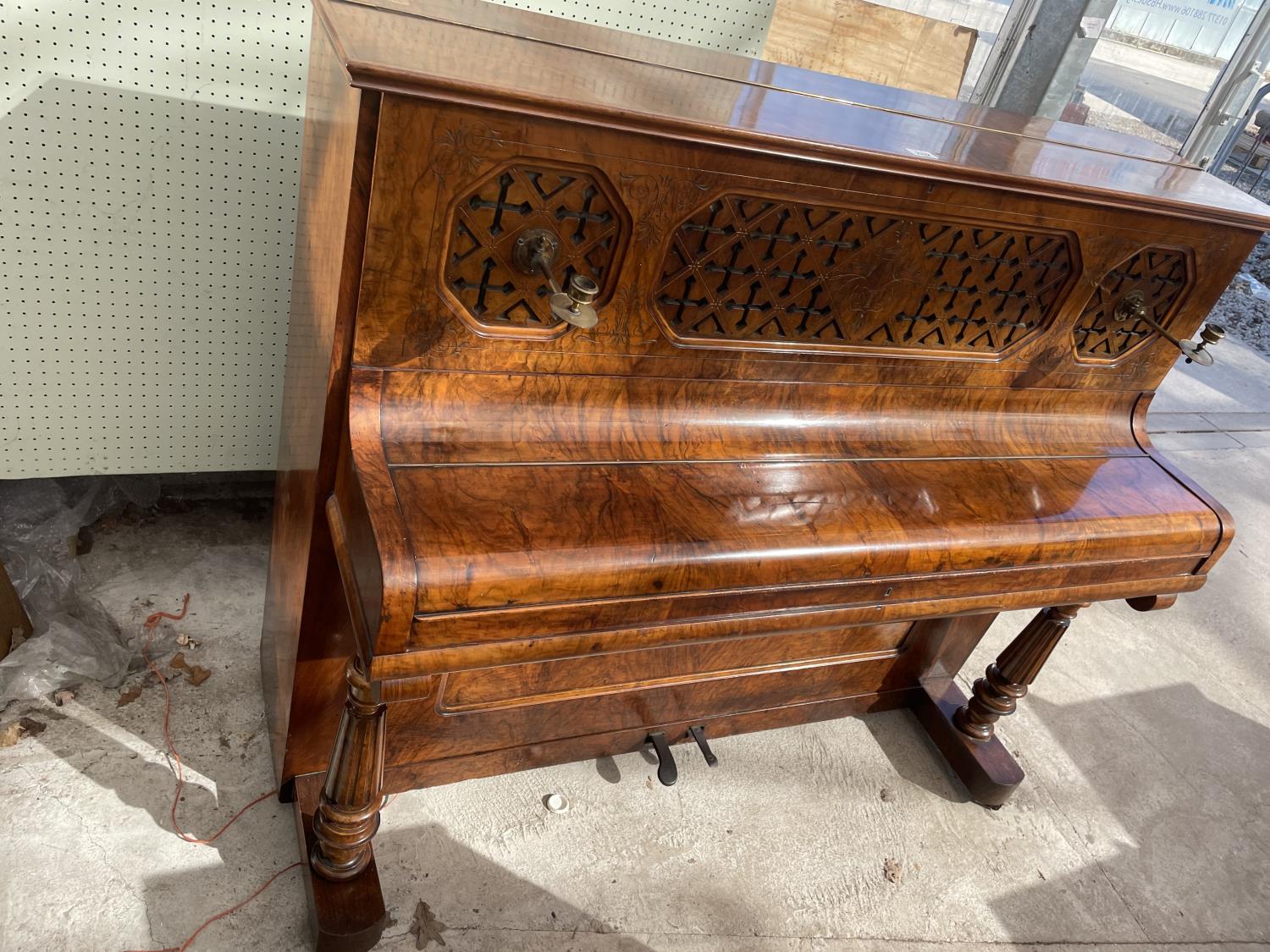 A WALNUT CASED OVERSPRUNG PIANO BEARING LOCKE & CO MANCHESTER - Image 7 of 7