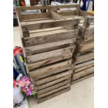 A GROUP OF SIX WOODEN POTATO SPRITTING BOXES