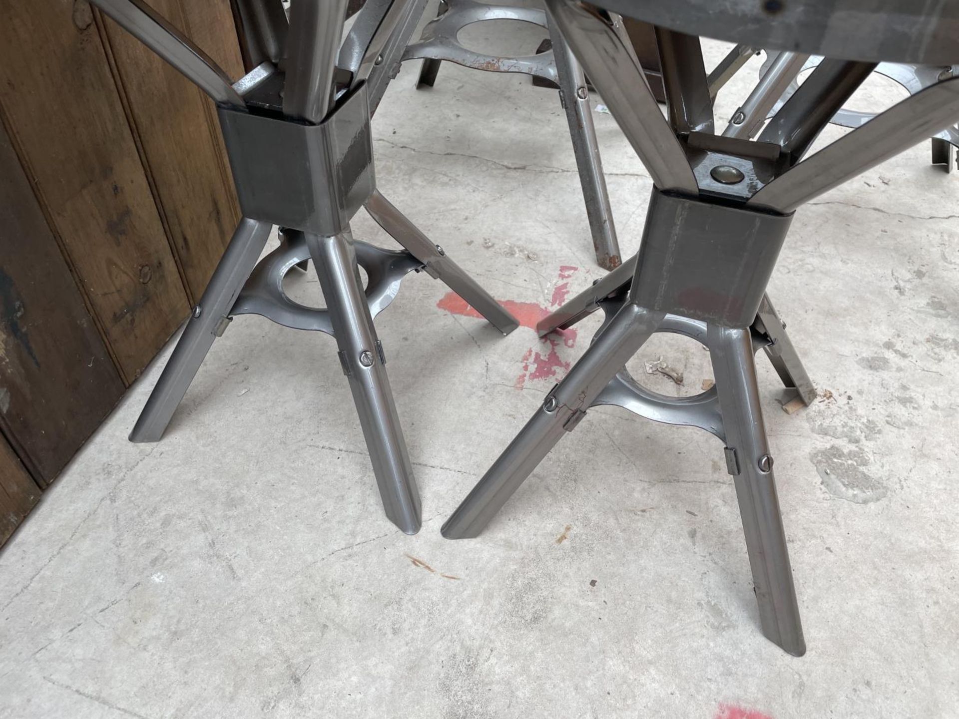 TWO LOW POLISHED METAL INDUSTRIAL STYLE STOOLS H: 18 INCHES - Image 3 of 3