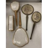 TWO PART DRESSING TABLE HAND MIRROR AND BRUSH SETS