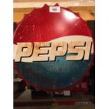 A METAL WALL HANGING 'PEPSI' BOTTLE CAP SIGN