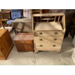 AN OAK BUREAU (AF) AND A BEDSIDE LOCKER