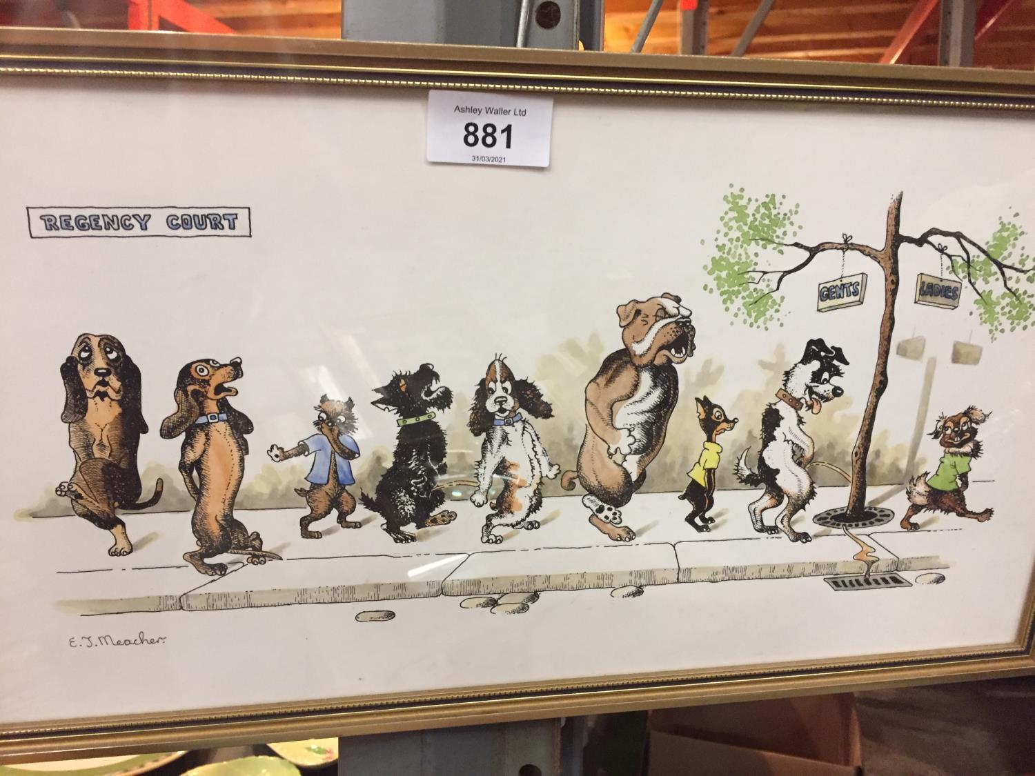 A SMALL GILT FRAMED COMEDIC CARTOON FEATURING DOGS - Bild 2 aus 2