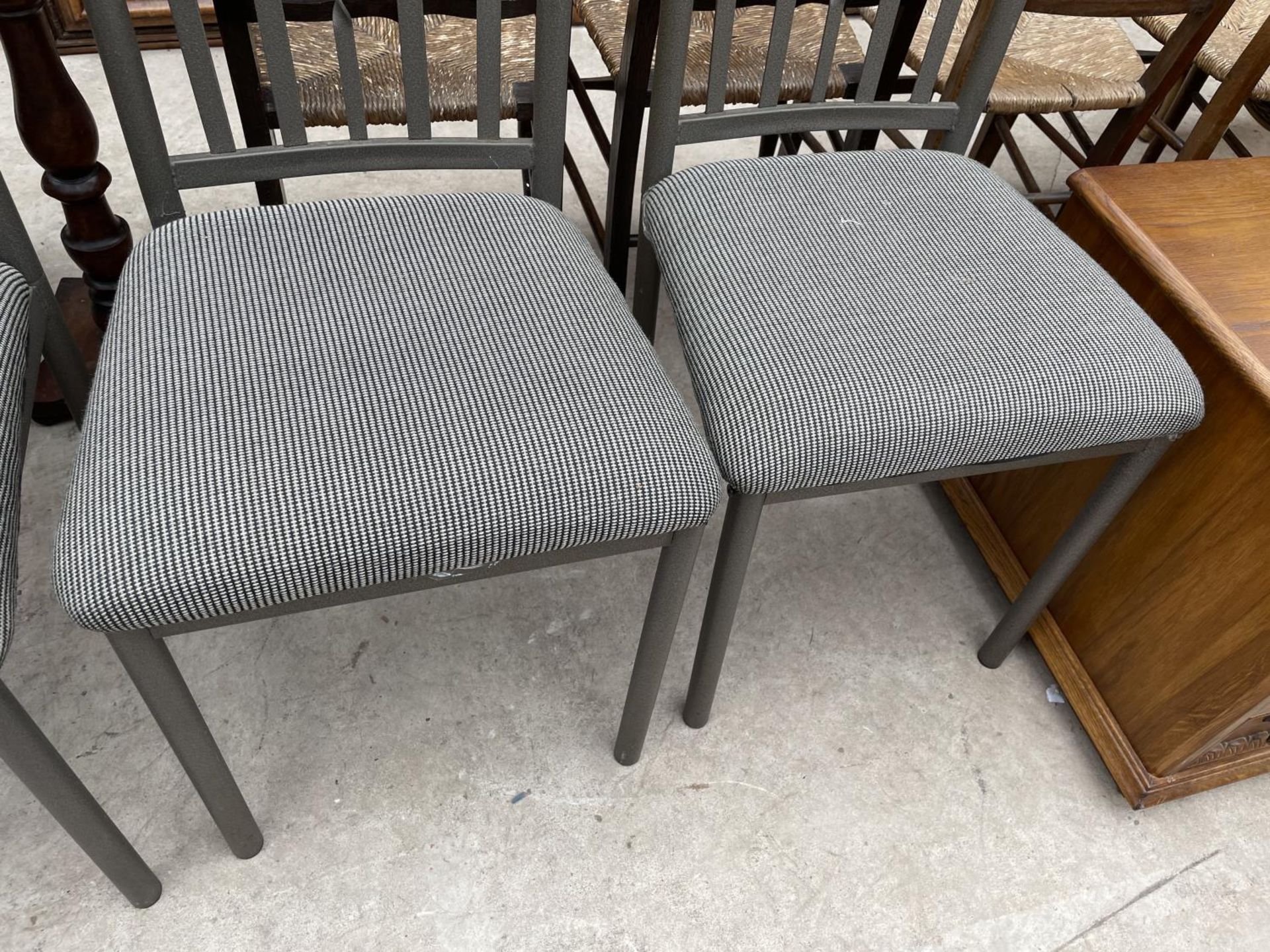 FOUR TUBULAR METAL FRAMED DINING CHAIRS - Image 5 of 5