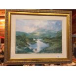 A GILT FRAMED PRINT 'LOCH AWE' SIGNED PRUDENCE TURNER