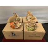 FOUR SHERATT AND SIMPSON CERAMIC FIGURINES DEPICTING MICE WITH BOXES (NOT GUARANTEED MATCHING)