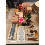 A COLLECTION OF VINTAGE, SOME 1970'S, PERFUMES AND SOAPS TO INCLUDE AVON, SOME FULL, PART FULL AND