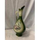 A VINTAGE DECORATIVE STAFFORSHIRE JUG H: 31CM