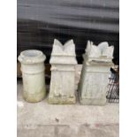 THREE STONE EFFECT CHIMNEY POTS TO INCLUDE TWO KINGS