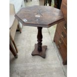 A VICTORIAN STAR INLAID OCTAGONAL OCCASIONAL TABLE W: 18 INCHES