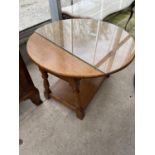 A REPRODUCTION MINIATURE OAK DROP LEAF TABLE D: 27 INCHES