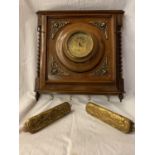 A VINTAGE WALL BAROMETER COMPLETE WITH CLOTHES BRUSHES