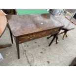 A GEORGE III MAHOGANY SIDE TABLE WITH SINGLE DRAWER 35.5" X 18"