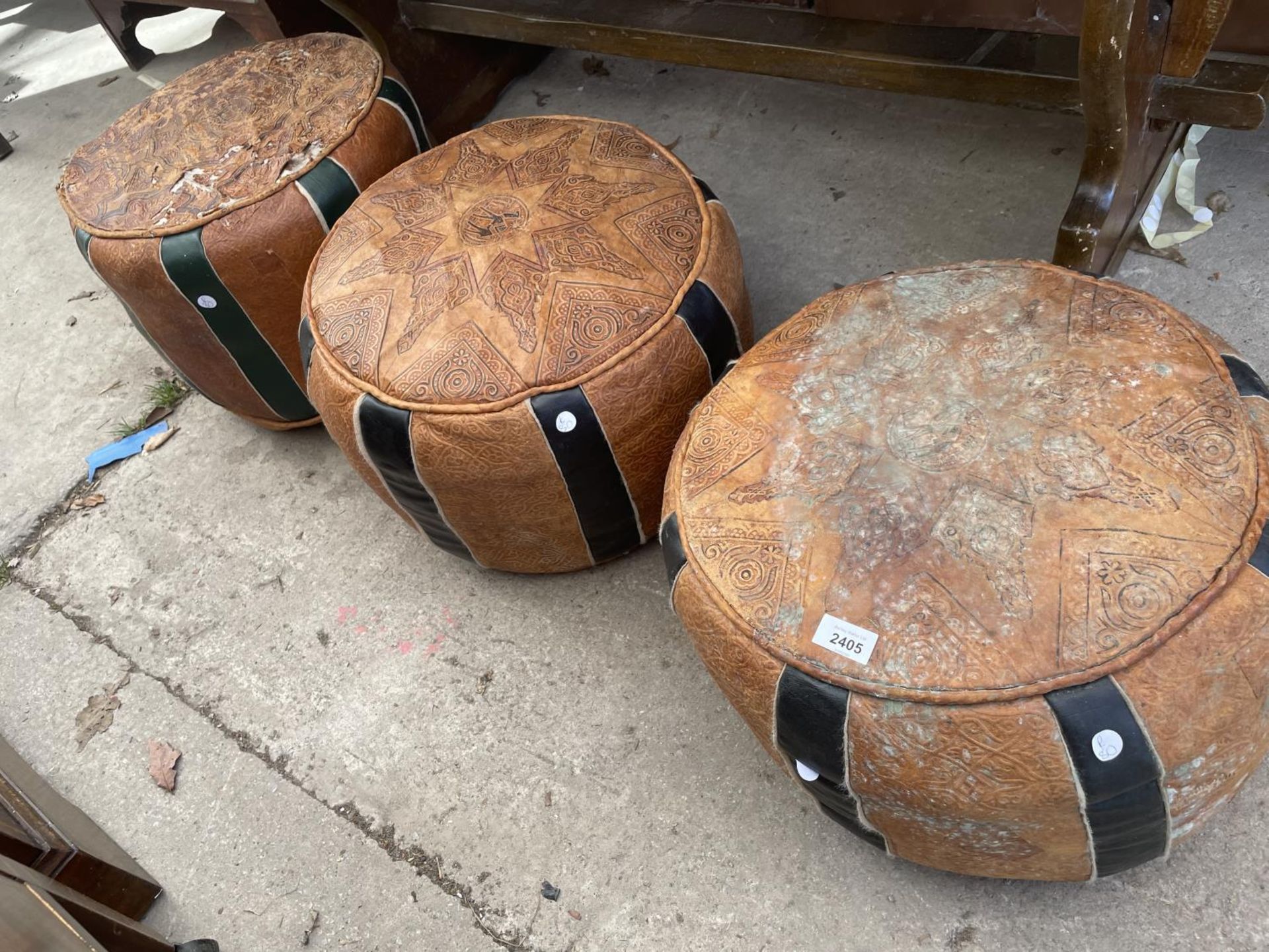 THREE MIDDLE EASTERN POUFFES