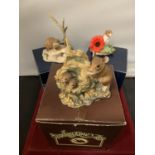 THREE BORDER FINE ART FIGURINES OF MICE SIGNED AYRES AND ONE RJA WITH PRESENTATION BOXES (NOT