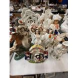 A LARGE COLLECTION OF VARIOUS STAFFORDSHIRE FLATBACK FIGURES