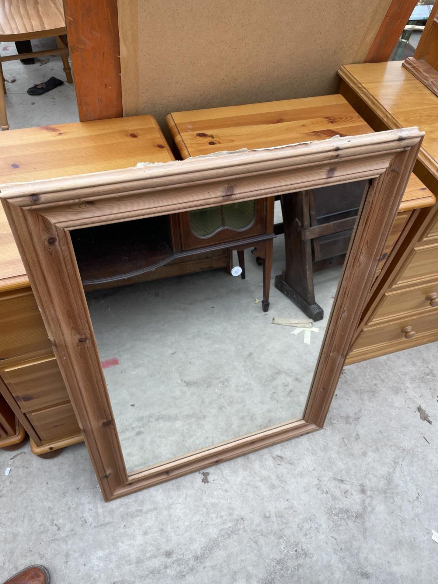 A PAIR OF PINE BEDSIDE CHESTS AND A MIRROR - Image 4 of 4