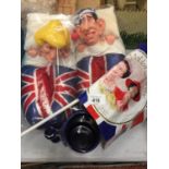A PAIR OF CHARLES AND DIANA SLIPPERS WITH FURTHER MEMORABILIA