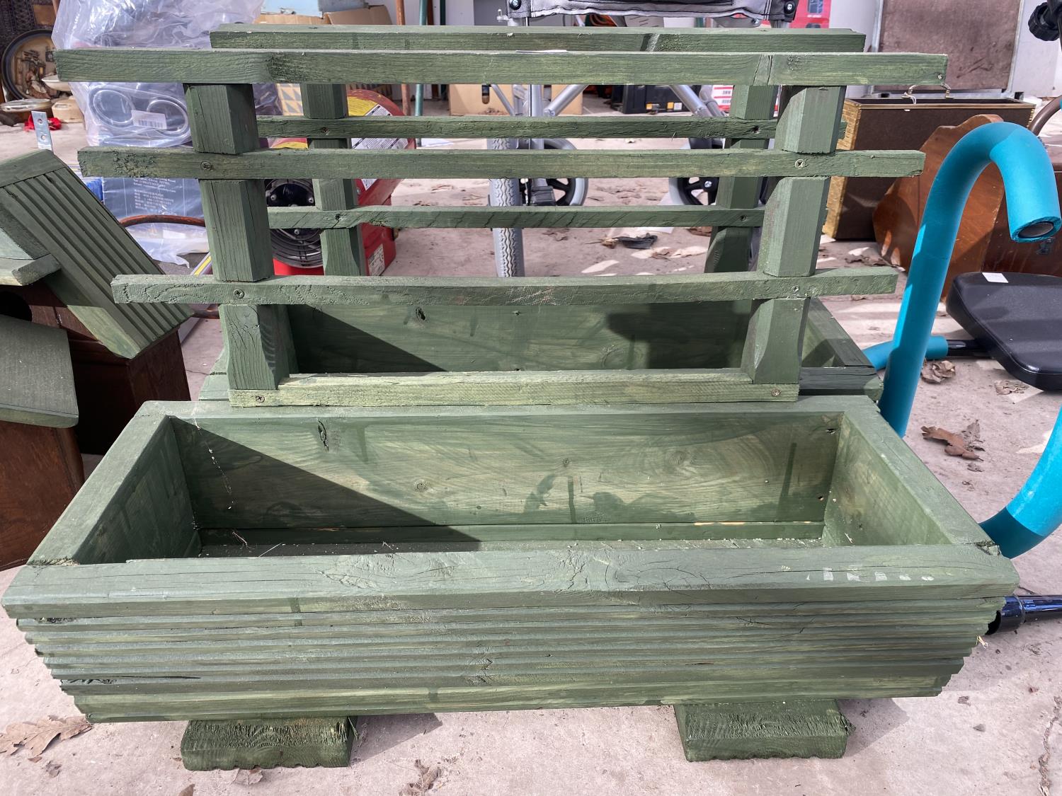 TWO WOODEN PLANTER TROUGHS - Image 2 of 3
