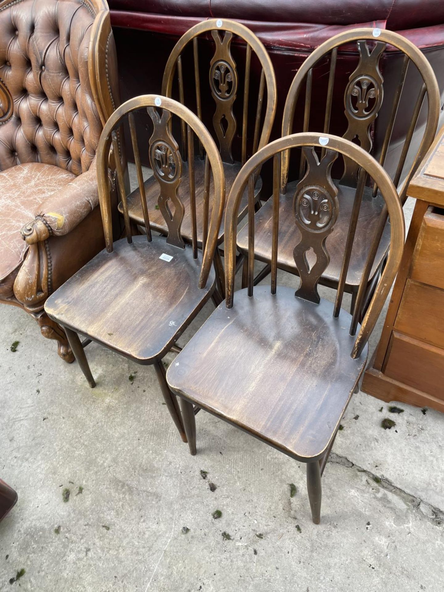 A SET OF FOUR ERCOL PLUME OF FEATHERS CHAIR