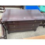 A STAG MINSTREL CHEST OF THREE DRAWERS, 42" WIDE