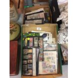 A COLLECTION OF VARIOUS STAMPS, CIGARETTE CARDS AND GERMAN BANK NOTES