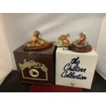 THREE BORDER FINE ARTS MOUSE FIGURINES ALL SIGNED WITH PRESENTATION BOXES (NOT GUARANTEED MATCHING)
