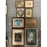 EIGHT FRAMED PICTURES DEPICTING VARIOUS SCENES TO INCLUDE ORIGINAL PENCIL DRAWING OF EPPING FOREST