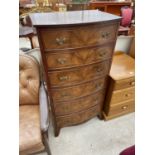 A REPRODUCTION WALNUT CHEST OF SIX GRADUATED DRAWERS W: 24.5 INCHES