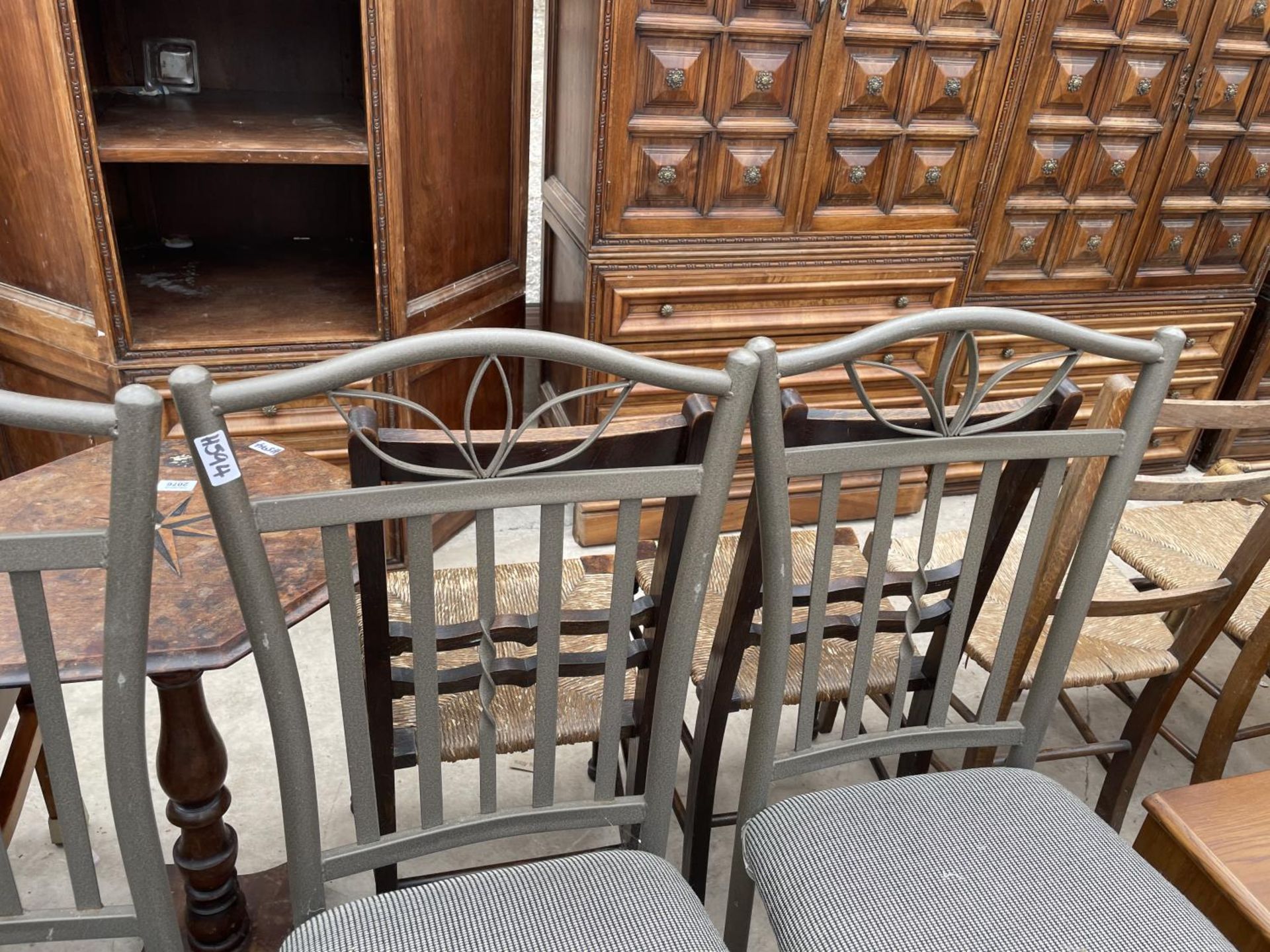 FOUR TUBULAR METAL FRAMED DINING CHAIRS - Image 4 of 5