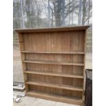 A VICTORIAN PINE FIVE TIER OPEN BOOKCASE 70" WIDE, 9" DEEP, 77.5" HIGH