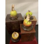 FOUR COUNTRY ARTISTS MICE WITH APPLES FIGURINES