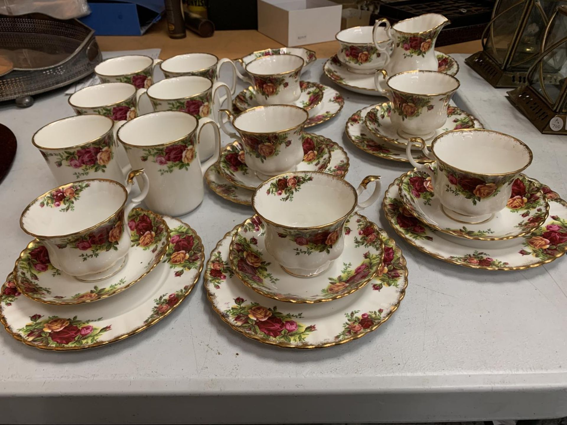 A SELECTION OF ROYAL ALBERT OLD COUNTRY ROSES TEA WARE TO INCLUDE SIX TRIOS, SIX COFFEE MUGS,