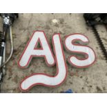 THREE ILLUMINATED AJS SIGN LETTERS