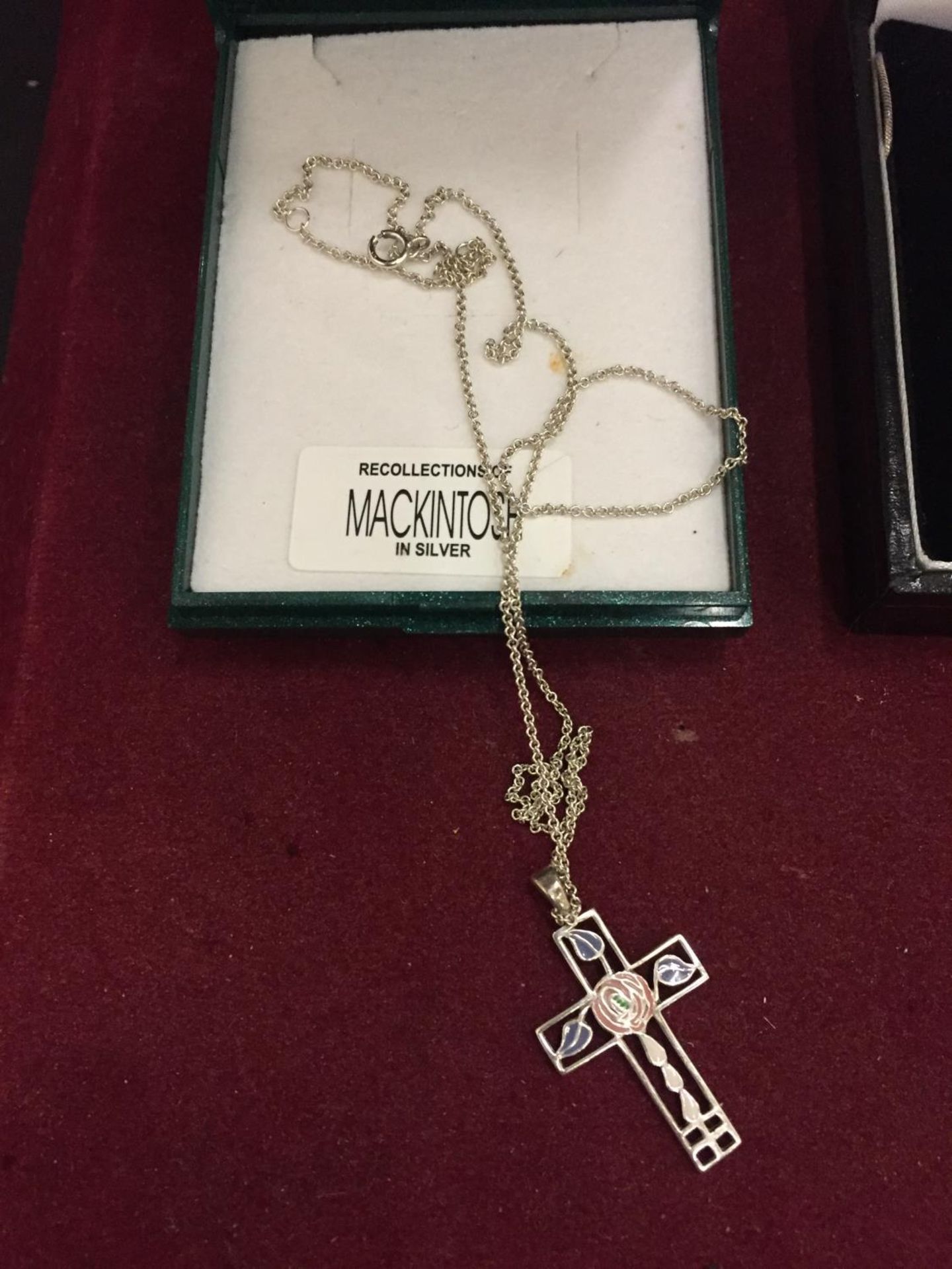 THREE SILVER NECKLACES WITH PENDANTS TO INCLUDE A CROSS, HEART AND A MOTHER OF PEARL ALL BOXED - Image 2 of 4