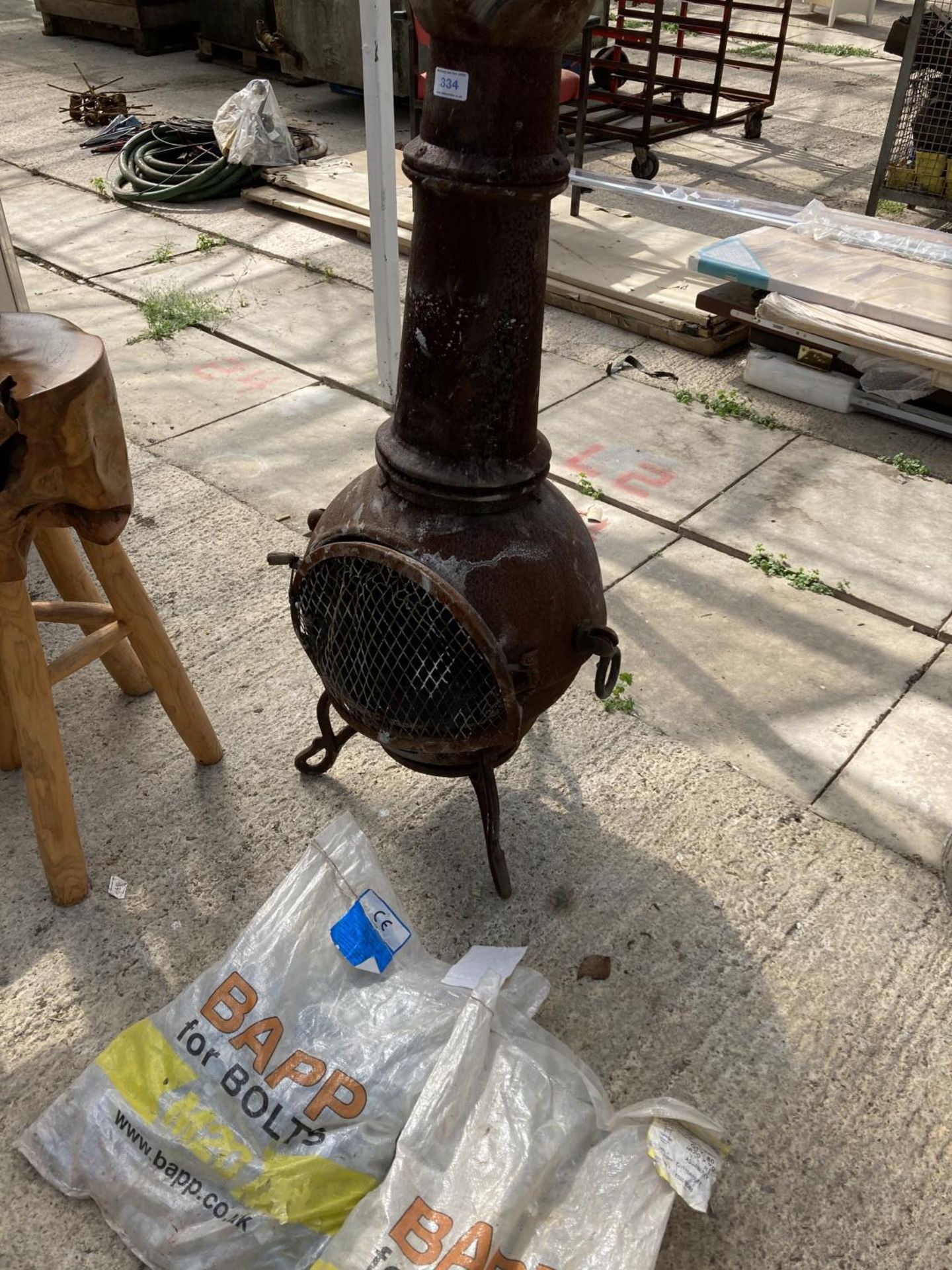 A CHIMNEA AND TWO BAGS OF NUTS AND BOLTS NO VAT