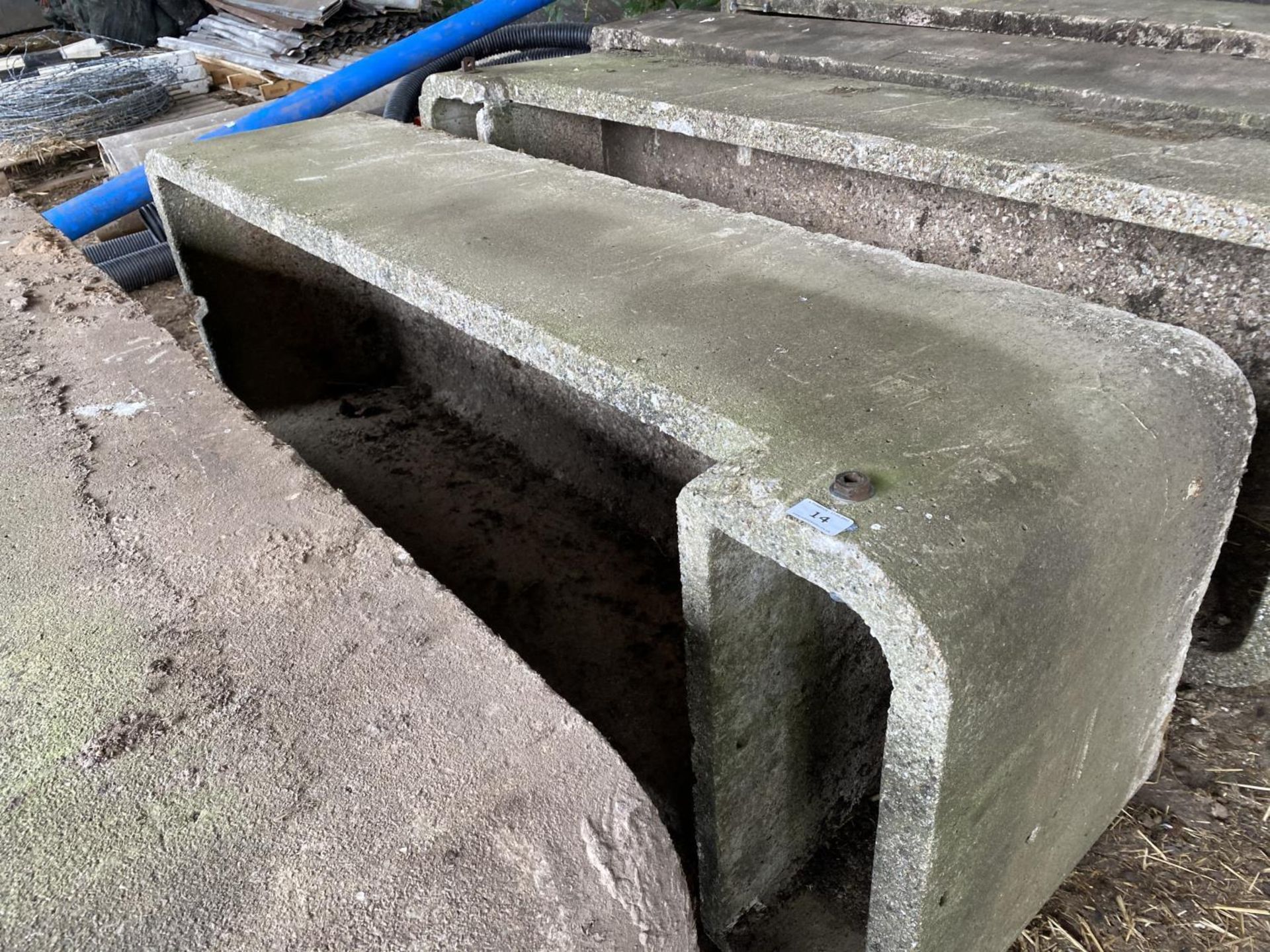 A CONCRETE CATTLE WATER TROUGH 6' 6" LONG, 2' 2" WIDE 18" HIGH