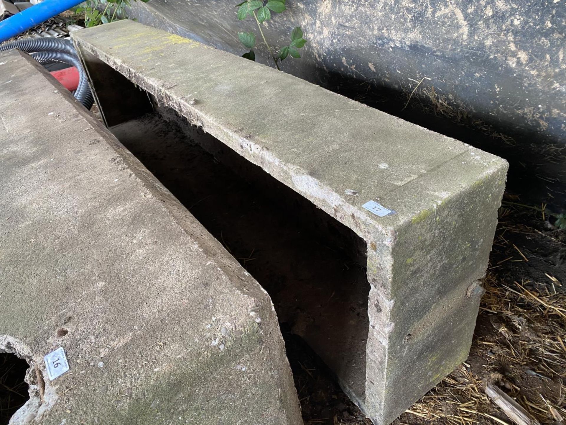 A CONCRETE CATTLE WATER TROUGH 7' 10" LONG, 2' WIDE 16" HIGH