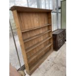 A VICTORIAN PINE FIVE TIER OPEN BOOKCASE 70" WIDE, 9" DEEP, 77.5" HIGH