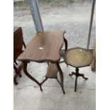 AN EDWARDIAN CENTRE TABLE AND TRIPOD WINE TABLE