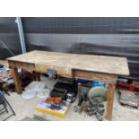 A LARGE WORK BENCH TO INCLUDE A RECORD NO.57 VICE