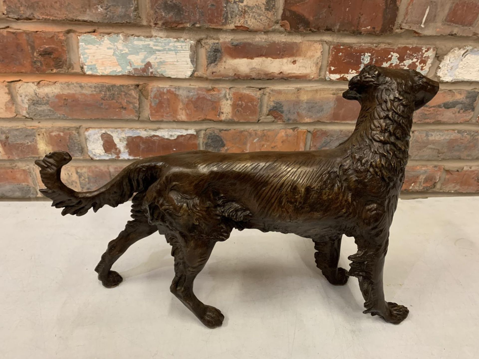 A LARGE BRONZE SCULPTURE OF A GUN DOG - H:36CM - Image 4 of 7