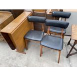 THREE SCHREIBER RETRO DINING CHAIRS AND SIMILAR DROP-LEAF TABLE