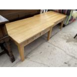 TWO MODERN OAK COFFEE TABLES, EACH WITH TWO DRAWERS