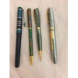 THREE VARIOUS PENS ONE BEING A WATERMANS INK PEN AND A WATERMANS PROPELLING PENCIL