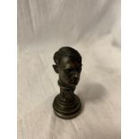 A BRONZE STAMP IN THE FORM OF AN ADOLF HITLER BUST H:9CM