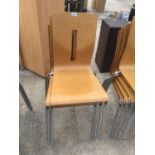 SIX BENTWOOD STACKING CHAIRS ON CHROME BASES