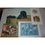 TWO SIGNED DAVID SHEPHERD UNFRAMED PRINTS OF WILD ANIMALS, OIL ON BOARD ETC